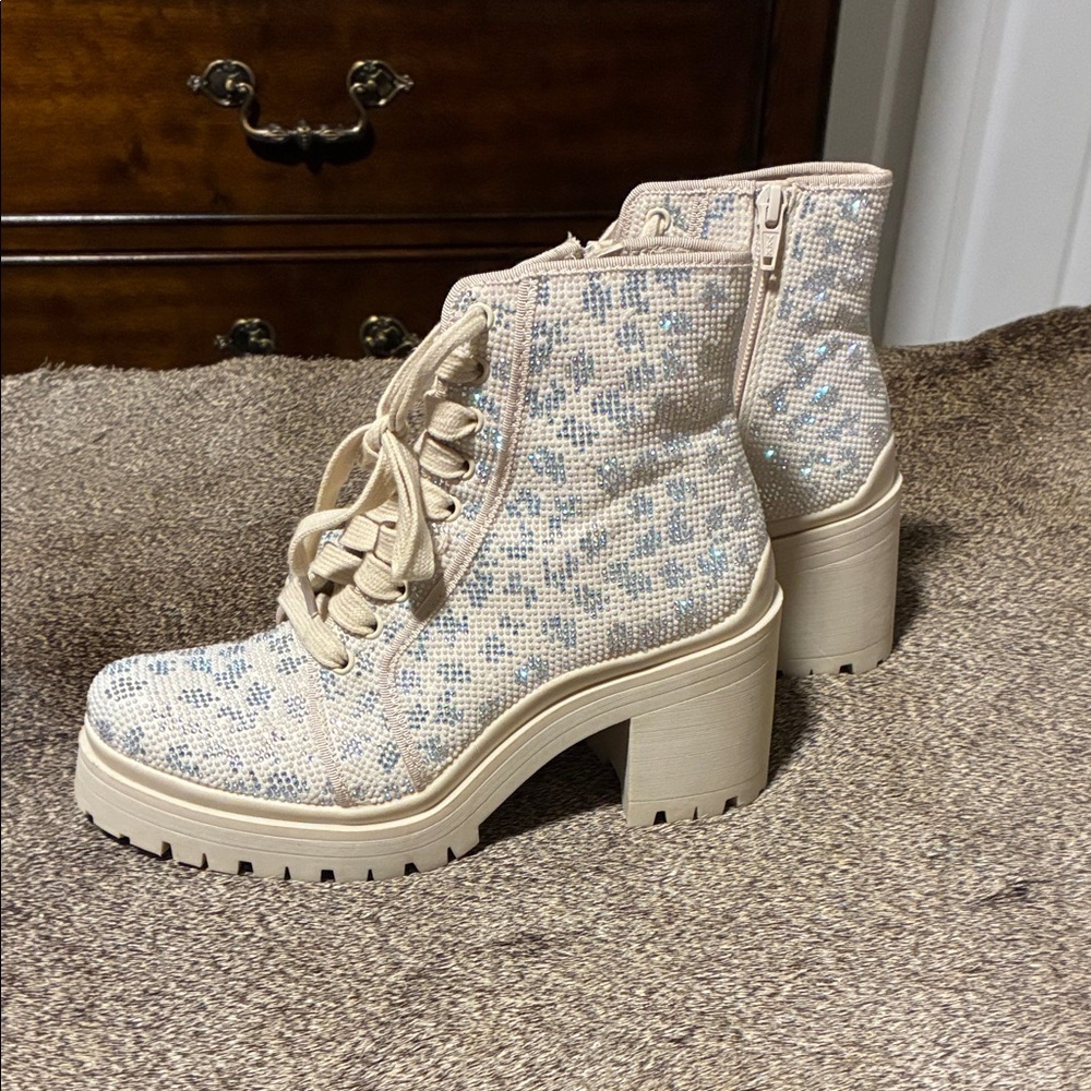 GB Girls Sparkling Cream Ankle Booties